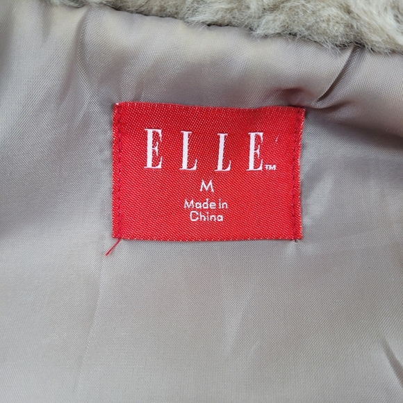 Elle faux fur cozy tan cropped high collar open vest comfy edgy luxe boho M - Picture 9 of 10